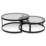 Ex Display - Sweeney Nested Grey Glass Coffee Table - Black Base Coffee Table K Steel-Core   