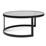 Ex Display - Sweeney Nested Grey Glass Coffee Table - Black Base Coffee Table K Steel-Core   