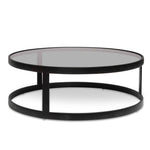 Ex Display - Sweeney Nested Grey Glass Coffee Table - Black Base Coffee Table K Steel-Core   