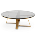 Ex Display - Ritter 100cm Round Grey Glass Coffee Table - Gold Base Coffee Table K Steel-Core   