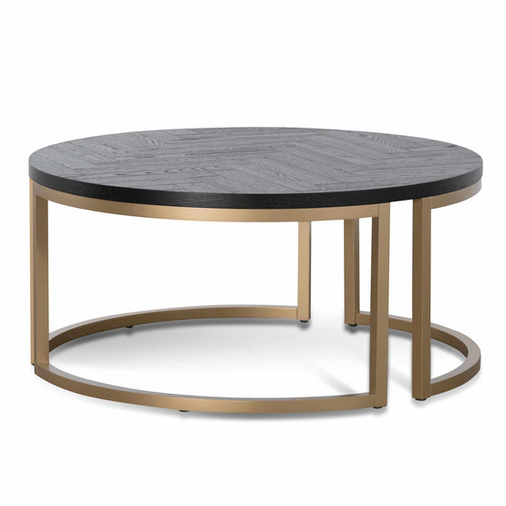 Wilma Round Coffee Table - Peppercorn and Brass | Interior Secrets