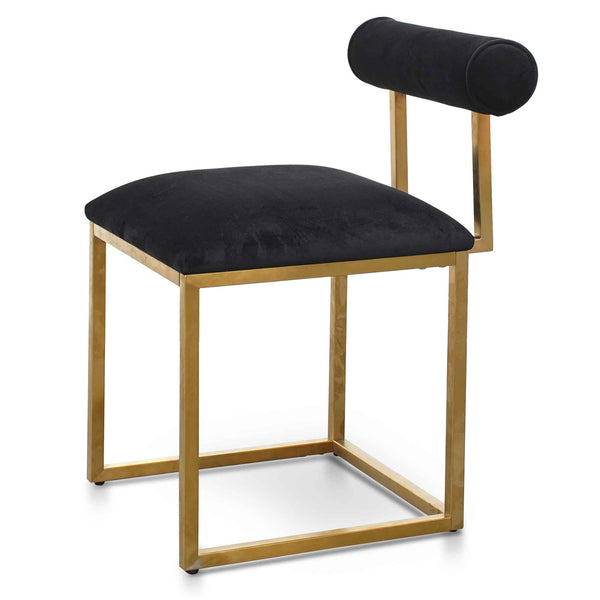 Prato Black Velvet Occasional Chair - Brushed Gold Base | Interior Secrets