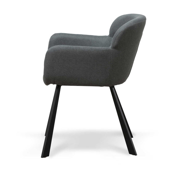 Ex Display - Kemp Fabric Dining Chair - Gunmetal Grey with Black Legs - Last One Dining Chair Homei-Core   