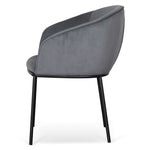 Ex Display - Rowena Dining Chair - Grey Velvet in Black Legs Dining Chair St Chairs-Core