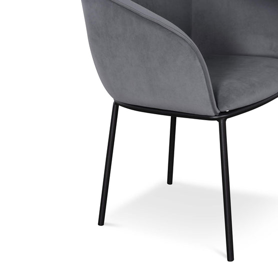 Ex Display - Rowena Dining Chair - Grey Velvet in Black Legs Dining Chair St Chairs-Core