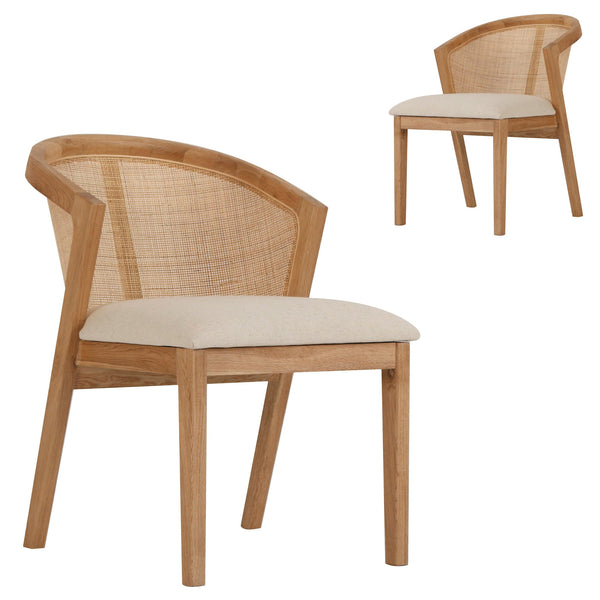 Set of 2 - Earlene Fabric Dining Chair - Light Beige | Interior Secrets