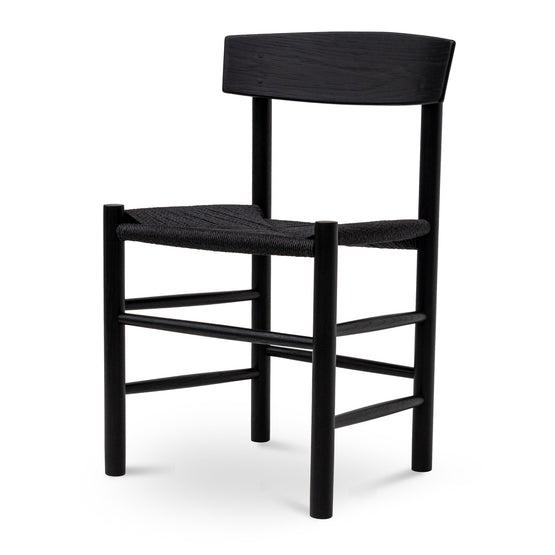 Erika Rattan Dining Chair - Full Black Dining Chair Oakwood-Core   