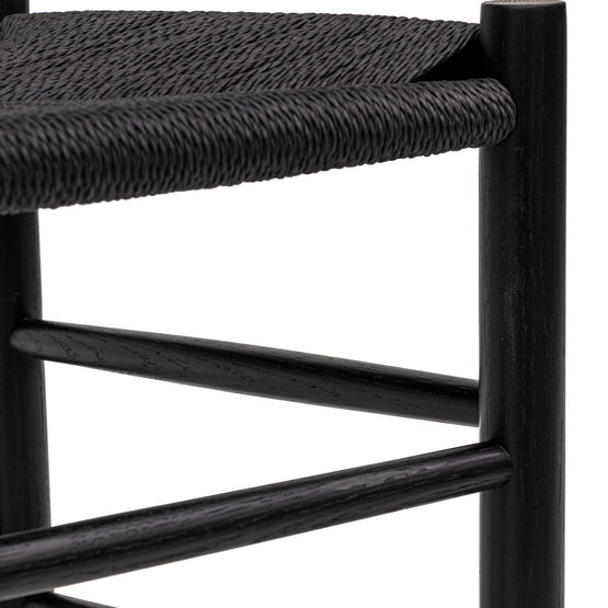 Erika Rattan Dining Chair - Full Black Dining Chair Oakwood-Core   