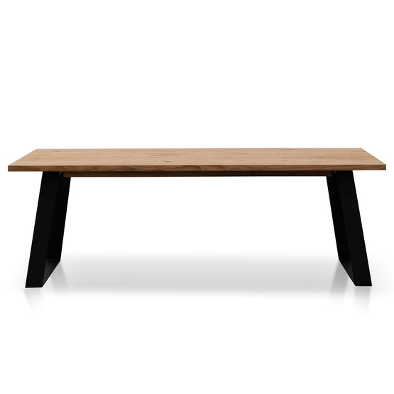 Ex Display - Hudson 2.2m Straight Top Dining table - Rustic Oak - Metal Legs Dining Table Sing-Core   