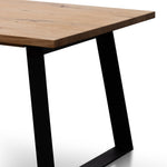 Ex Display - Hudson 2.2m Straight Top Dining table - Rustic Oak - Metal Legs Dining Table Sing-Core   