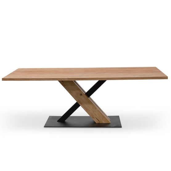 Ex Display - Elma 2.2m Dining Table - Rustic Oak - Wooden Metal base Dining Table Sing-Core   