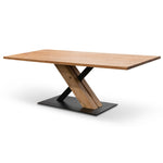 Ex Display - Elma 2.2m Dining Table - Rustic Oak - Wooden Metal base Dining Table Sing-Core   