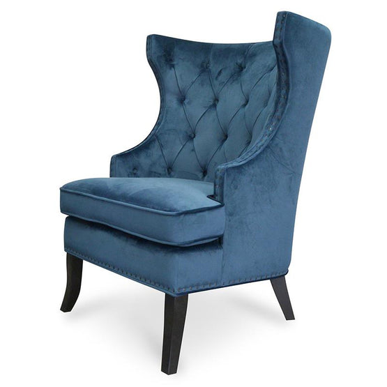 Cecilia Wingback Armchair - Navy Blue Velvet - Last One Wingback Chair Casa-Core   