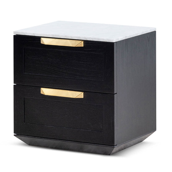 Ex Display - Nelda Bedside Table - Black with Marble Top Bedside Table Century-Core   