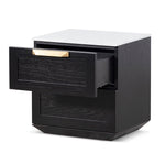 Ex Display - Nelda Bedside Table - Black with Marble Top Bedside Table Century-Core   