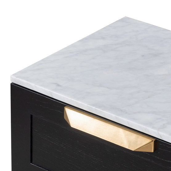 Ex Display - Nelda Bedside Table - Black with Marble Top Bedside Table Century-Core   