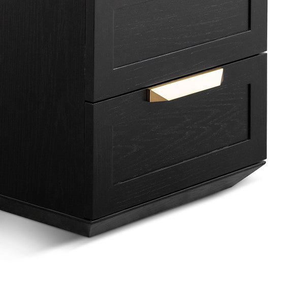 Ex Display - Nelda Bedside Table - Black with Marble Top Bedside Table Century-Core   