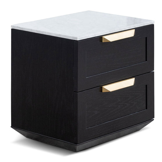 Ex Display - Nelda Bedside Table - Black with Marble Top Bedside Table Century-Core   