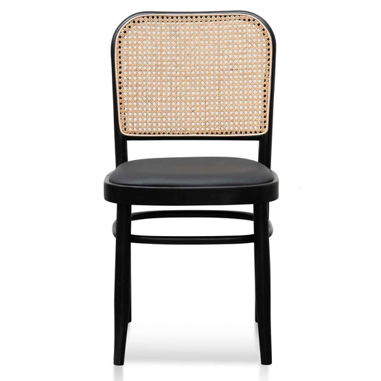 Ex Display - Bonilla Black Cushion Dining Chair - Natural Rattan Dining Chair Swady-Core   