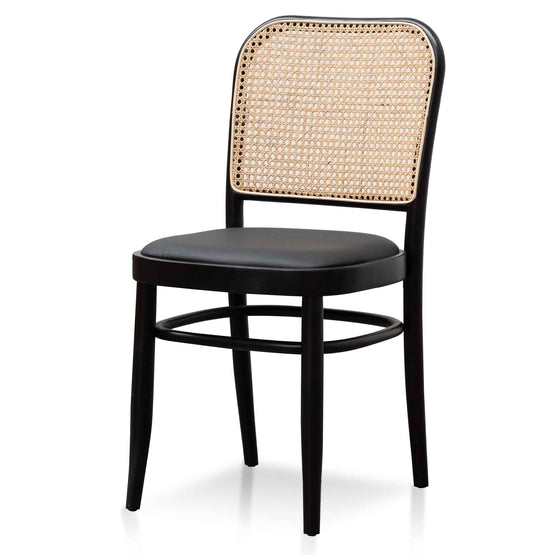 Ex Display - Bonilla Black Cushion Dining Chair - Natural Rattan Dining Chair Swady-Core   