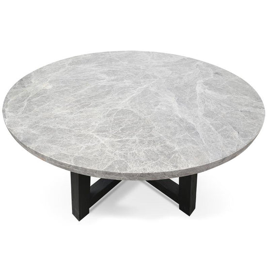 Carlson 130cm Grey Marble Round Dining Table with Glass Top Dining Table DJ Kalead-Core   