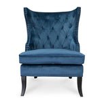 Cecilia Wingback Armchair - Navy Blue Velvet - Last One Wingback Chair Casa-Core   