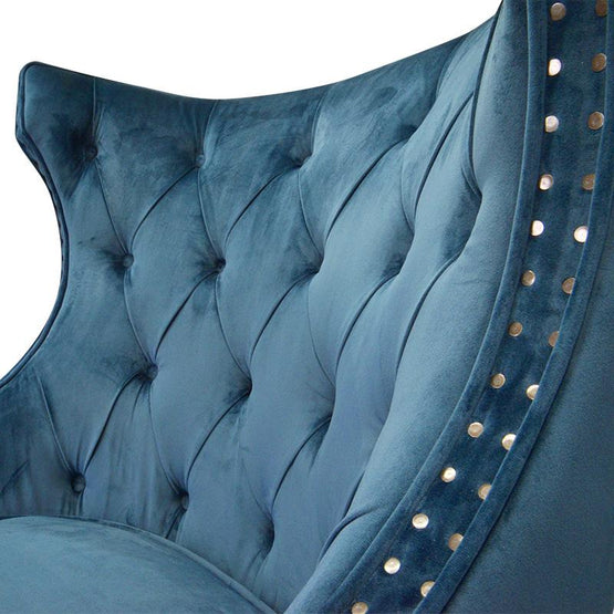 Cecilia Wingback Armchair - Navy Blue Velvet - Last One Wingback Chair Casa-Core   