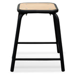 Ex Display - Dawson Low Stool With Natural Timber Seat - Black Frame Low Stool New Home-Core