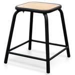 Ex Display - Dawson Low Stool With Natural Timber Seat - Black Frame Low Stool New Home-Core