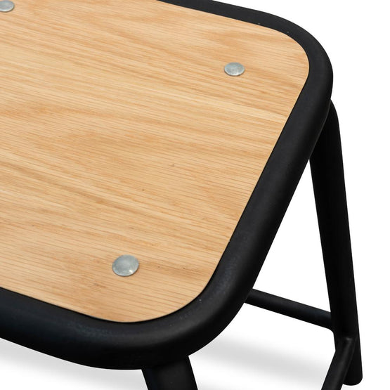 Ex Display - Dawson Low Stool With Natural Timber Seat - Black Frame Low Stool New Home-Core