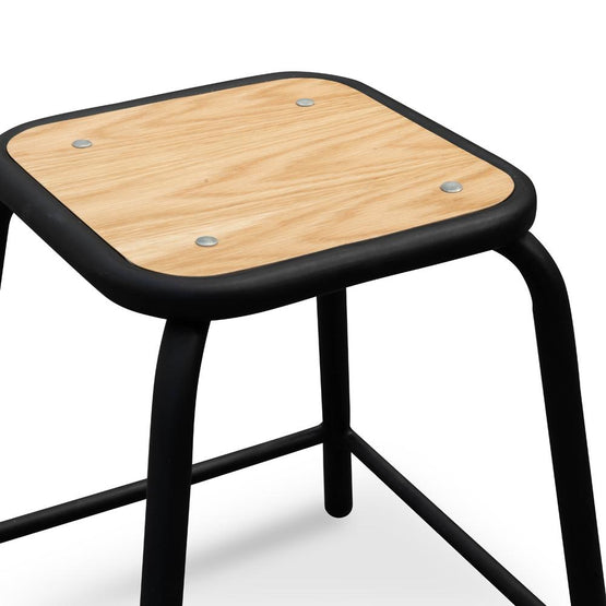 Ex Display - Dawson Low Stool With Natural Timber Seat - Black Frame Low Stool New Home-Core