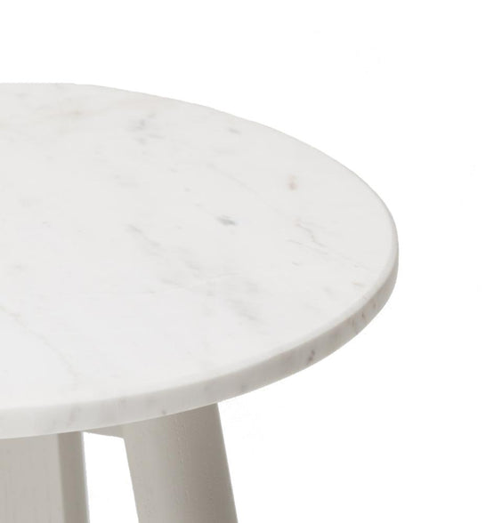 Enkel Oval Marble Side Table - Mist White | Interior Secrets