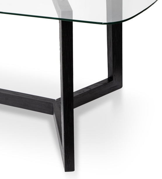 Ex Display - Massey 2.4m Dining Table - Glass Top with Black Base  Nicki-Core   