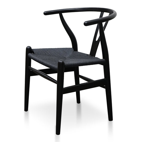 Harper Wooden Dining Chair - Full Black | Interior Secrets